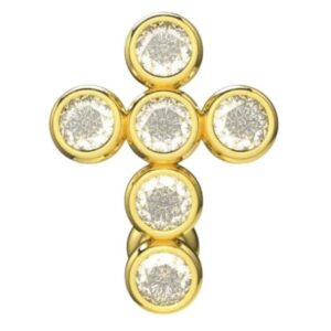 14k gold reverse belly button ring with studded cross, high quality cubic zirconia cz navel ring, hypoallergenic belly piercing jewelry for women