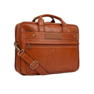 classic tan leather laptop office messenger bag