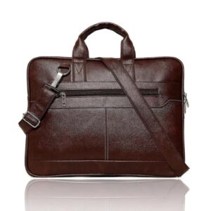 premium brown leather laptop office messenger bag