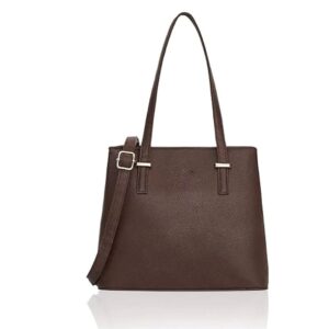 elegant brown leather women’s shoulder tote handbag