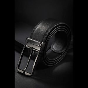 premium black leather waist belt