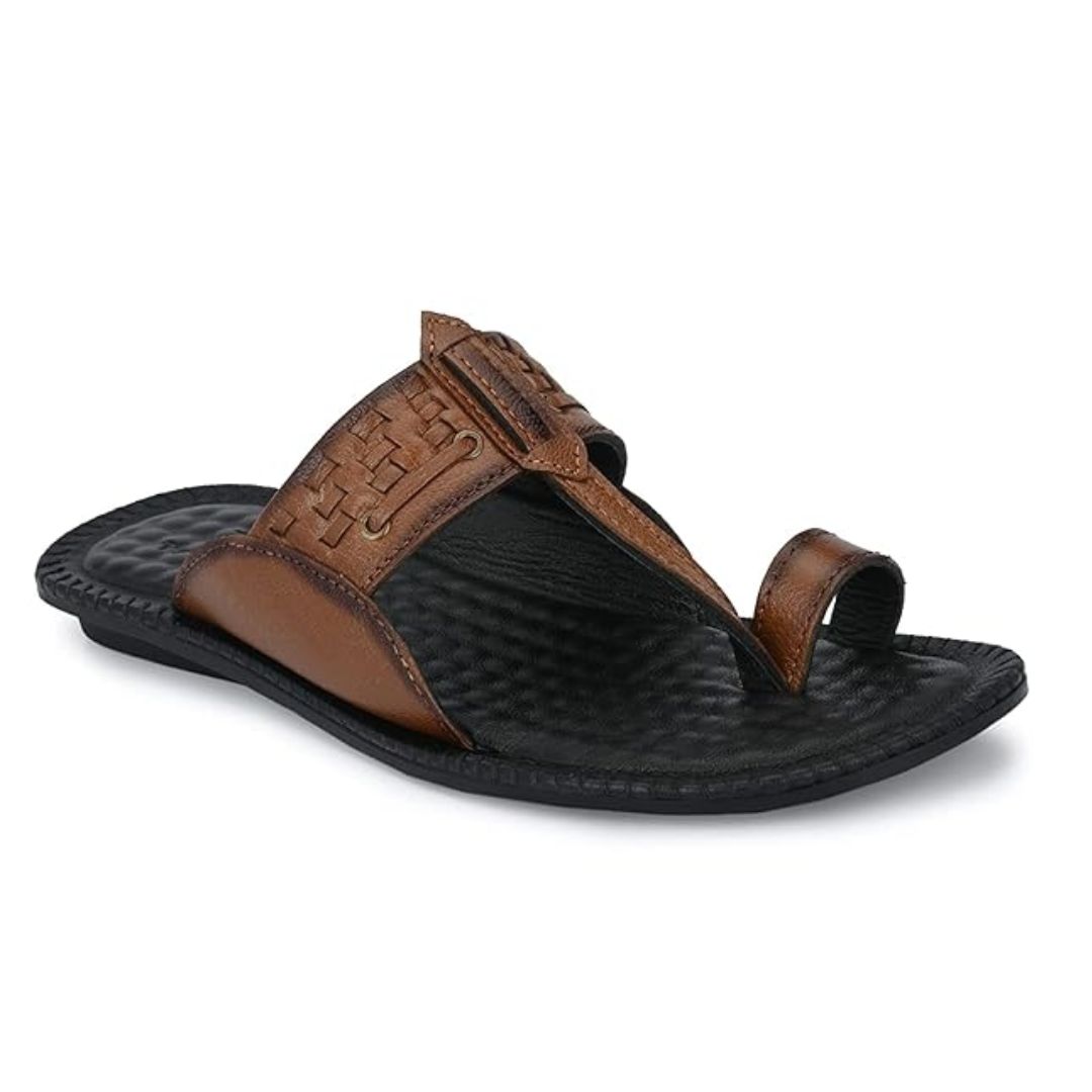 men’s brown toe ring leather comfort slippers men’s brown toe ring leather comfort slippers