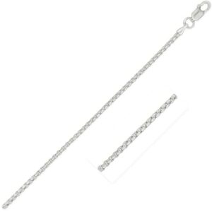 sterling silver rhodium plated round box chain (1.30 mm) for women