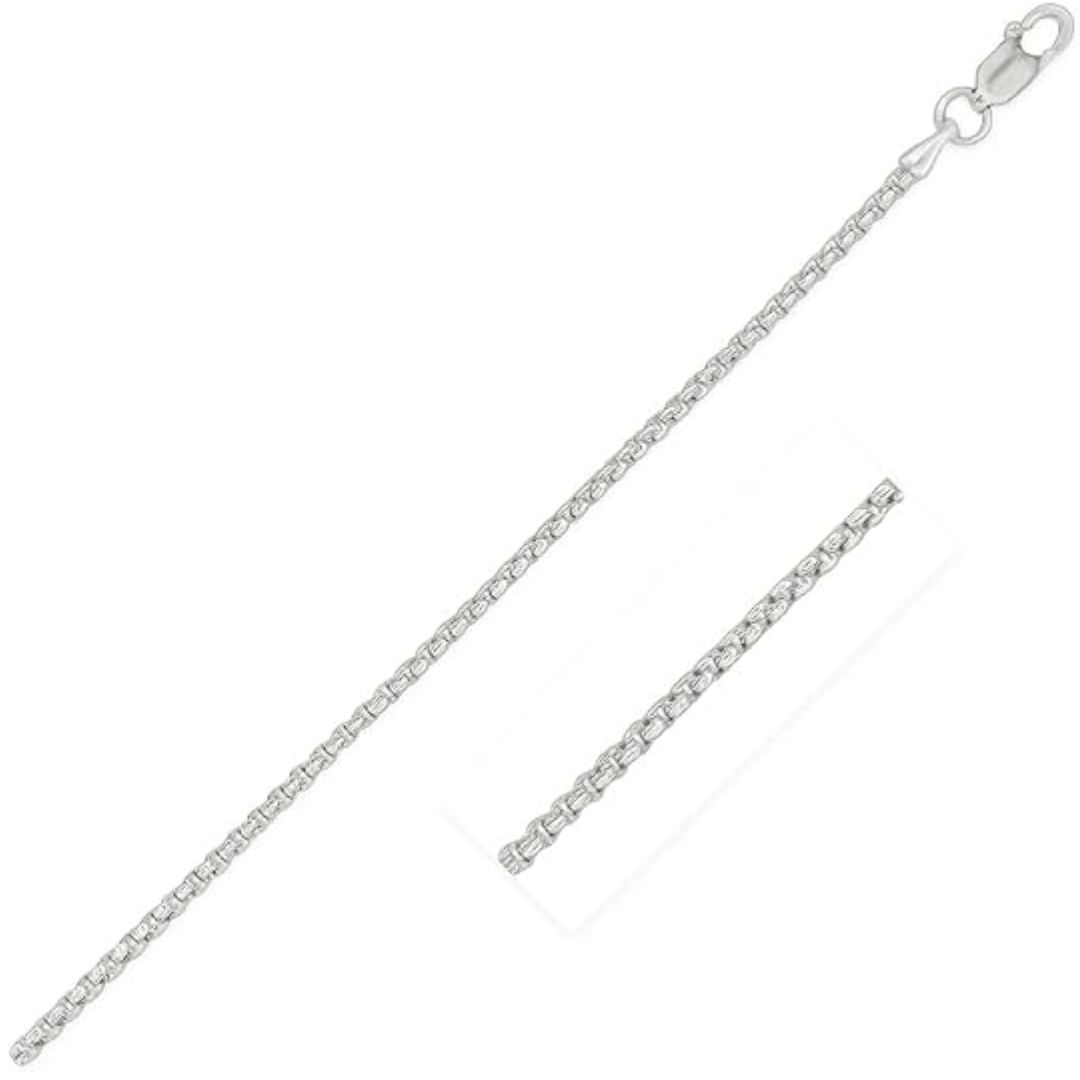 sterling silver rhodium plated round box chain (1.30 mm) for women sterling silver rhodium plated round box chain (1.30 mm) for women
