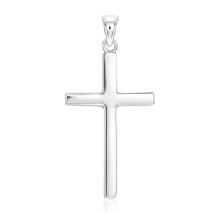 925 sterling silver polished cross pendant – classic simple design for women & men, for christmas, party & daily wear