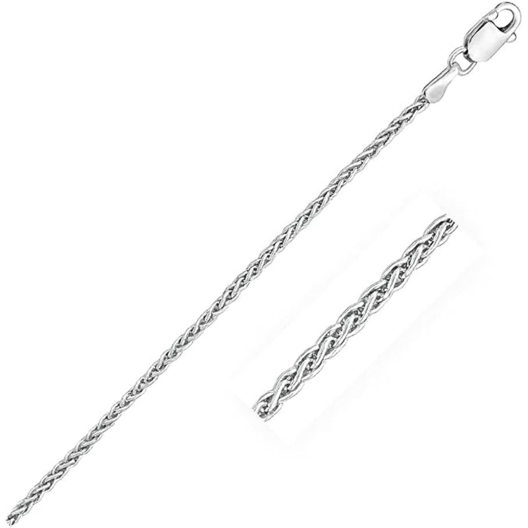 sterling silver rhodium plated unisex wheat chain (2.20 mm) for wedding, engagement, anniversary, party, daily wear & christmas gift for her. sterling silver rhodium plated unisex wheat chain (2.20 mm) for wedding, engagement, anniversary, party, daily wear & christmas gift for her.
