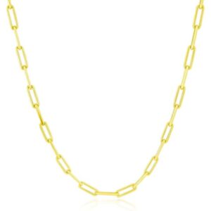 925 sterling silver gold plated (2.50 mm) paperclip chain for women & men wedding, engagement, anniversary, party, daily wear & for christmas gift for her.