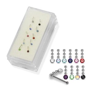 925 sterling silver 10pcs cz dangling chain nose bone set – sparkling cubic zirconia dangle nose stud collection | hypoallergenic nostril piercing jewelry for women