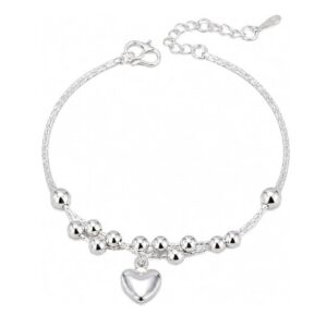 925 sterling silver beads ball heart love foot chain ankle bracelet adjustable anklet jewelry for women