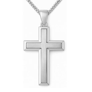 925 sterling silver with 14k white gold plated men cross pendant without chain for party & chritmas.