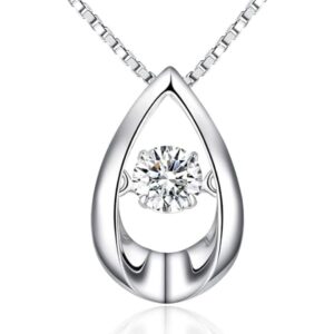 925 sterling silver pendant necklace with cubic zirconia solitaire necklace, chain jewelry gift for everyday wear for women