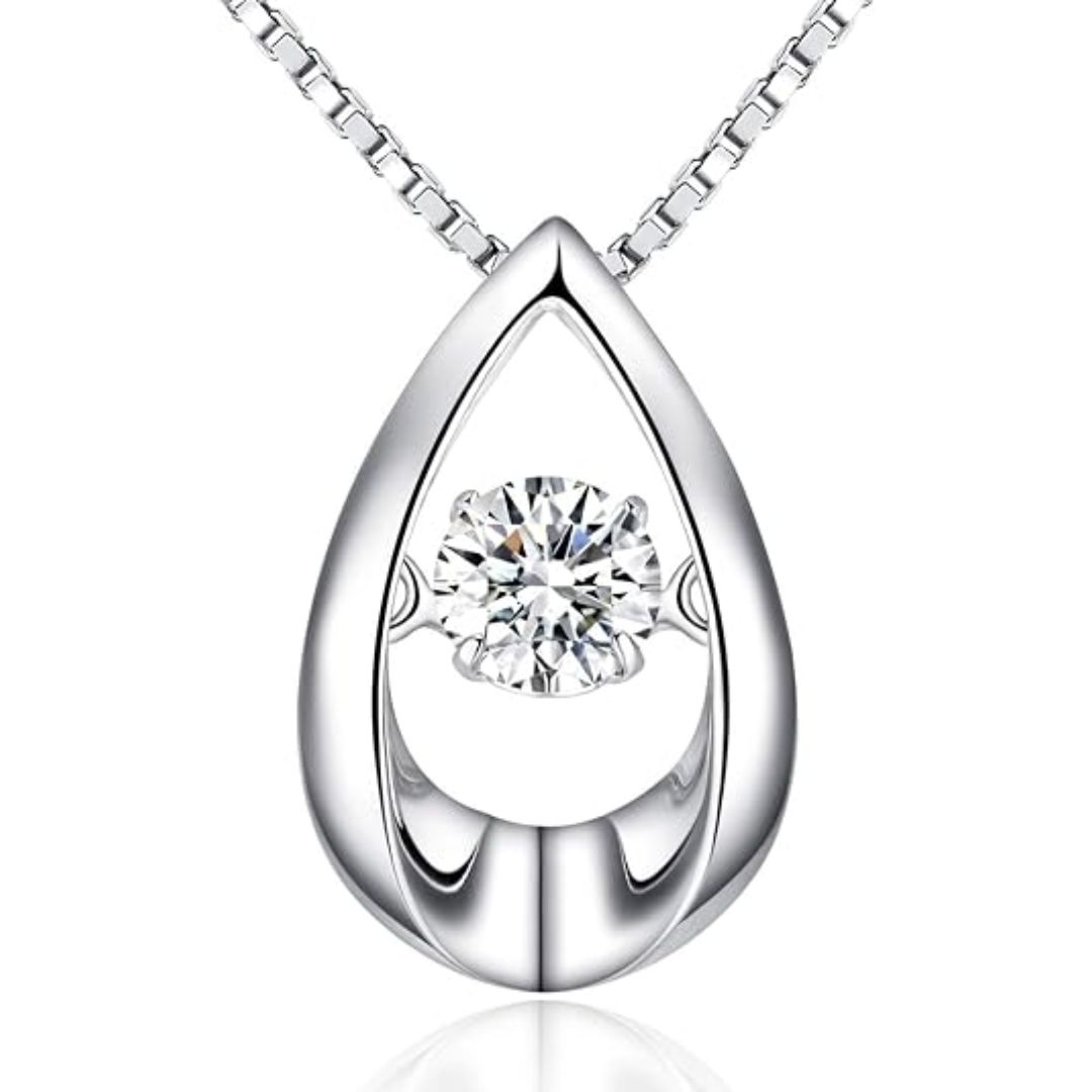 925 sterling silver pendant necklace with cubic zirconia solitaire necklace, chain jewelry gift for everyday wear for women 925 sterling silver pendant necklace with cubic zirconia solitaire necklace, chain jewelry gift for everyday wear for women