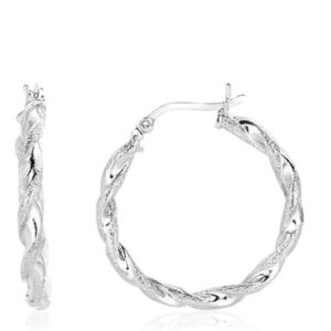 925 sterling silver large braided hoop (3x20) earrings for women