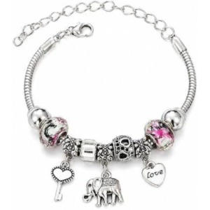 925 sterling silver elephant charm beads bracelet for women