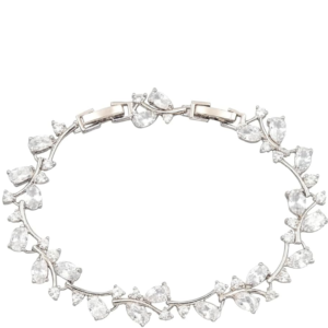white gold plated clear cubic zirconia tennis bracelet for women, flower design wedding & bridal gift for anniversary, engagement, party & daily wear.