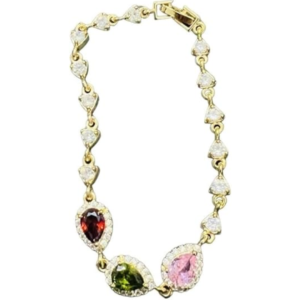 women’s 14k gold plated colored zirconium bracelet for wedding, anniversary, party & daily wear.