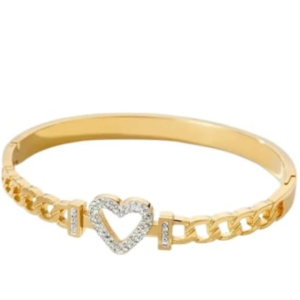 3 carat round cut simulated diamond 925 sterling silver gold plated women’s bangle bracelet for wedding, anniversary, party & daily wear