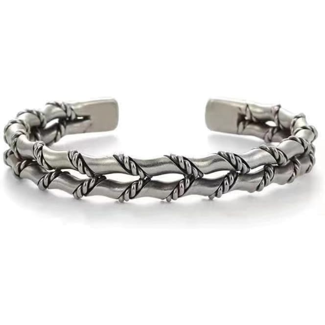925 sterling silver with white gold plated men’s bangle cuff bracelet, for daily wear, party & special occasions