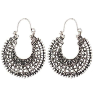 925 sterling silver vintage tibetan style charm hook earrings, boho inspired elegant dangle drop earrings, lightweight artisan inspired jewelry