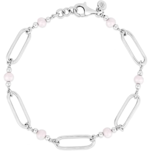 925 sterling silver with rhodium plated pearl paperclip bracelet for women, wedding, engagement, anniversary, party, daily wear & christmas gift for her.