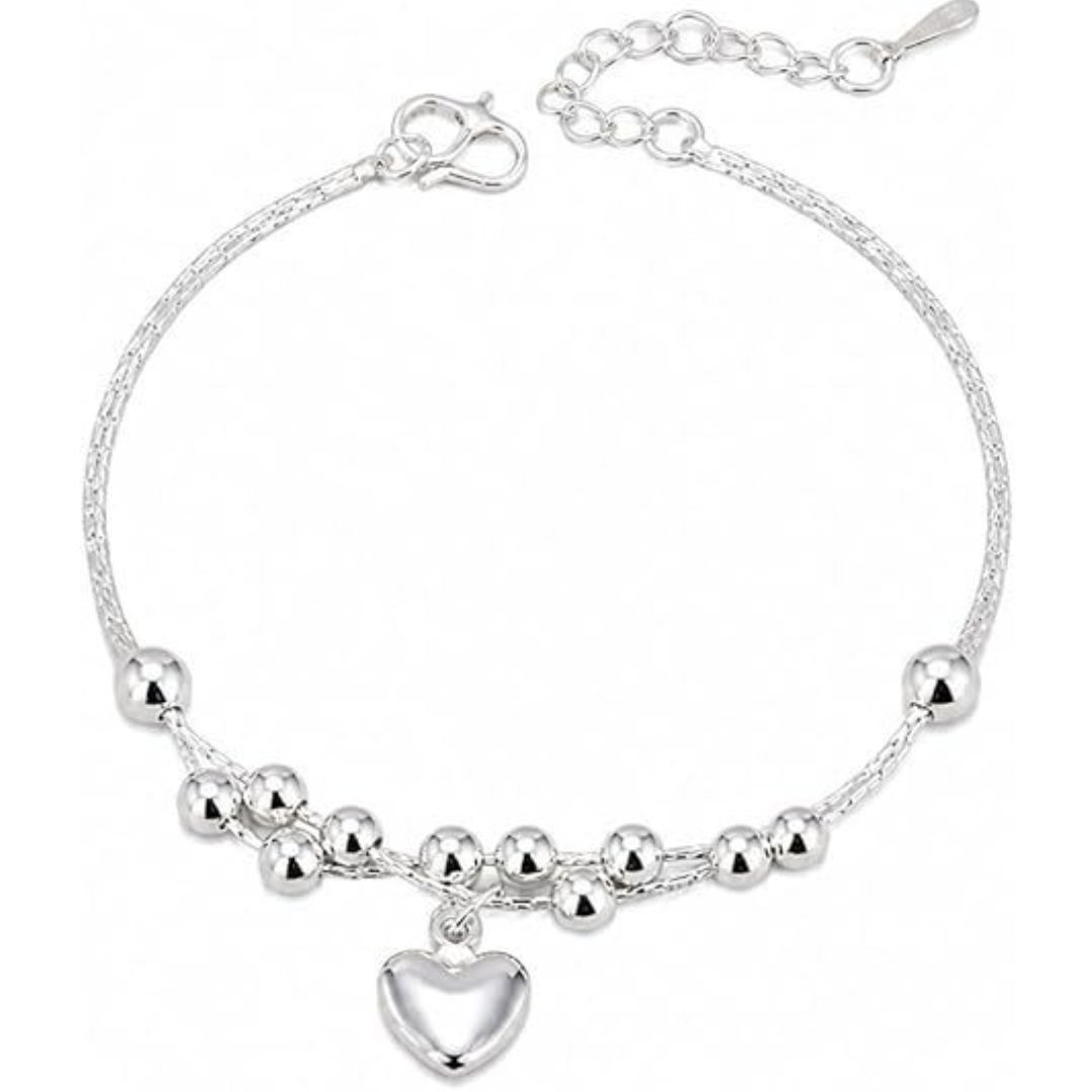 925 sterling silver beads ball heart love foot chain ankle bracelet adjustable anklet jewelry for women 925 sterling silver beads ball heart love foot chain ankle bracelet adjustable anklet jewelry for women