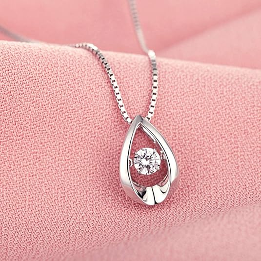925 sterling silver pendant necklace with cubic zirconia solitaire necklace, chain jewelry gift for everyday wear for women 925 sterling silver pendant necklace with cubic zirconia solitaire necklace, chain jewelry gift for everyday wear for women