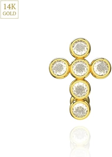 14k gold reverse belly button ring with studded cross, high quality cubic zirconia cz navel ring, hypoallergenic belly piercing jewelry for women 14k gold reverse belly button ring with studded cross, high quality cubic zirconia cz navel ring, hypoallergenic belly piercing jewelry for women