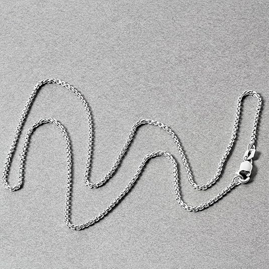 sterling silver rhodium plated round box chain (1.30 mm) for women sterling silver rhodium plated round box chain (1.30 mm) for women