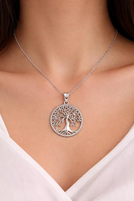 925 sterling silver tree of life pendant necklace | elegant symbolic jewelry gift with chain 925 sterling silver tree of life pendant necklace | elegant symbolic jewelry gift with chain