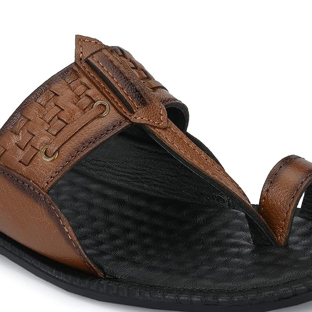 men’s brown toe ring leather comfort slippers men’s brown toe ring leather comfort slippers