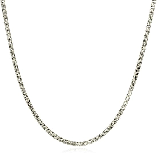 sterling silver rhodium plated round box chain (1.30 mm) for women sterling silver rhodium plated round box chain (1.30 mm) for women