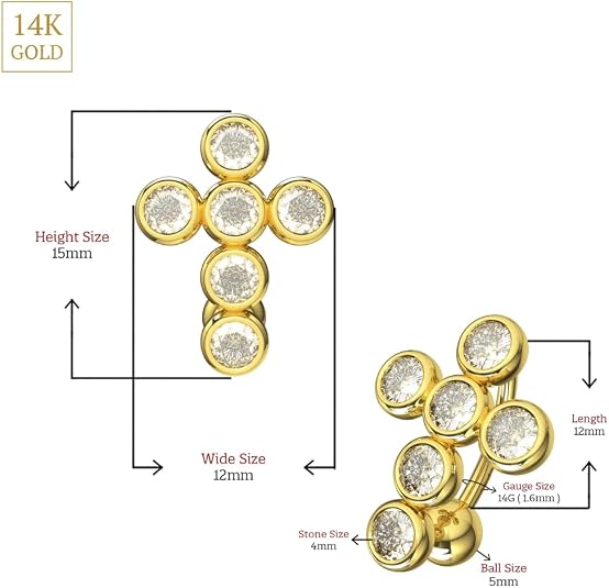 14k gold reverse belly button ring with studded cross, high quality cubic zirconia cz navel ring, hypoallergenic belly piercing jewelry for women 14k gold reverse belly button ring with studded cross, high quality cubic zirconia cz navel ring, hypoallergenic belly piercing jewelry for women