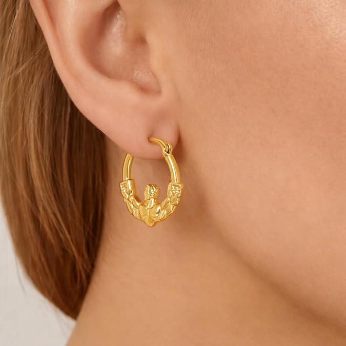 10k yellow gold claddagh motif hoop earrings for women (16x12.70mm) – polished symbolic gold hoops | irish claddagh design fine jewelry | gift for love & friendship hearts lightweight hoop earrings. 10k yellow gold claddagh motif hoop earrings for women (16x12.70mm) – polished symbolic gold hoops | irish claddagh design fine jewelry | gift for love & friendship hearts lightweight hoop earrings.