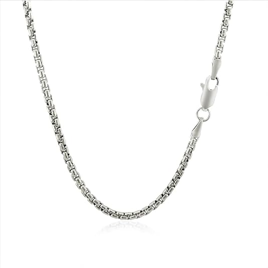 sterling silver rhodium plated round box chain (1.30 mm) for women sterling silver rhodium plated round box chain (1.30 mm) for women