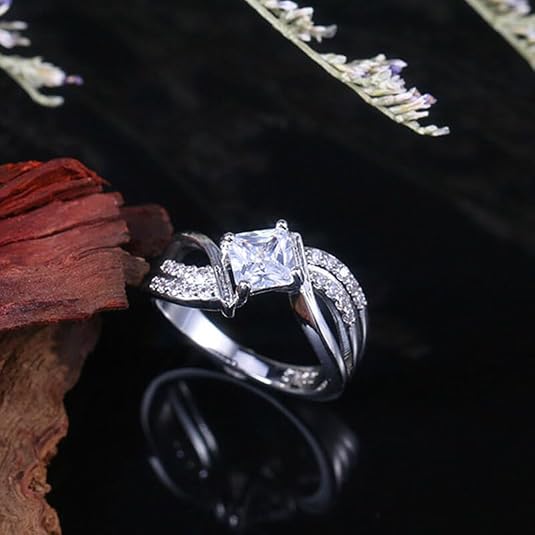 925 sterling silver princess cut cubic zirconia wedding ring for women – elegant engagement band 925 sterling silver princess cut cubic zirconia wedding ring for women – elegant engagement band
