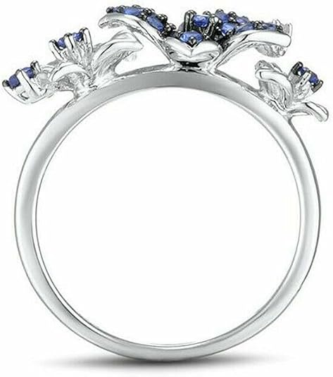 925 silver filled floral ring for women blue cubic zirconia wedding engagement jewelry 925 silver filled floral ring for women blue cubic zirconia wedding engagement jewelry