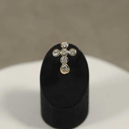 14k gold reverse belly button ring with studded cross, high quality cubic zirconia cz navel ring, hypoallergenic belly piercing jewelry for women 14k gold reverse belly button ring with studded cross, high quality cubic zirconia cz navel ring, hypoallergenic belly piercing jewelry for women