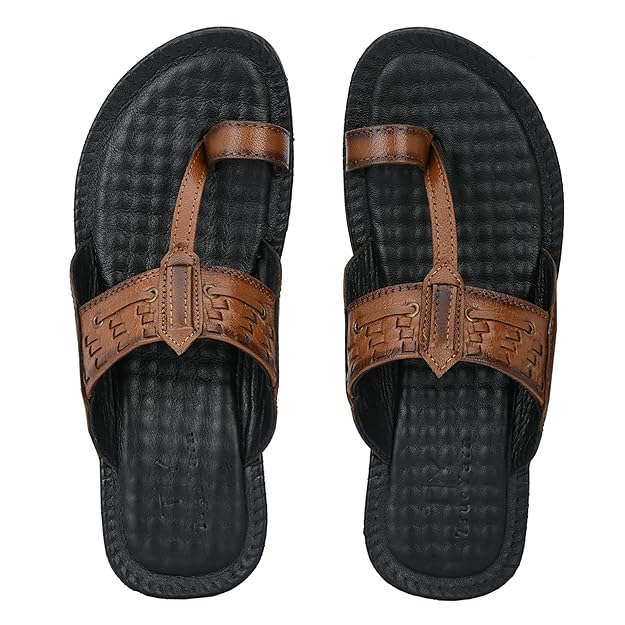 men’s brown toe ring leather comfort slippers men’s brown toe ring leather comfort slippers