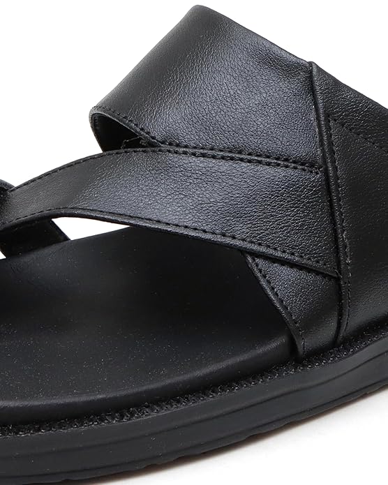 men’s black cross strap leather comfort slippers men’s black cross strap leather comfort slippers