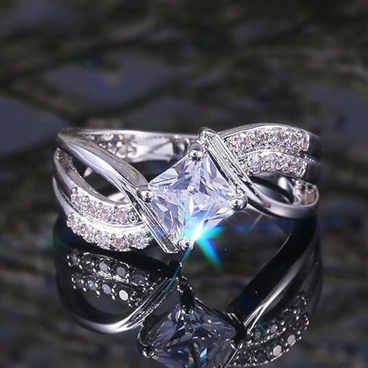 925 sterling silver princess cut cubic zirconia wedding ring for women – elegant engagement band 925 sterling silver princess cut cubic zirconia wedding ring for women – elegant engagement band