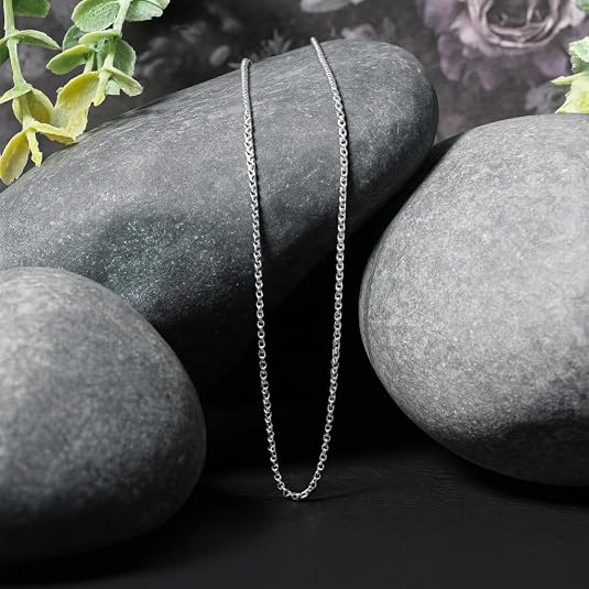sterling silver rhodium plated round box chain (1.30 mm) for women sterling silver rhodium plated round box chain (1.30 mm) for women