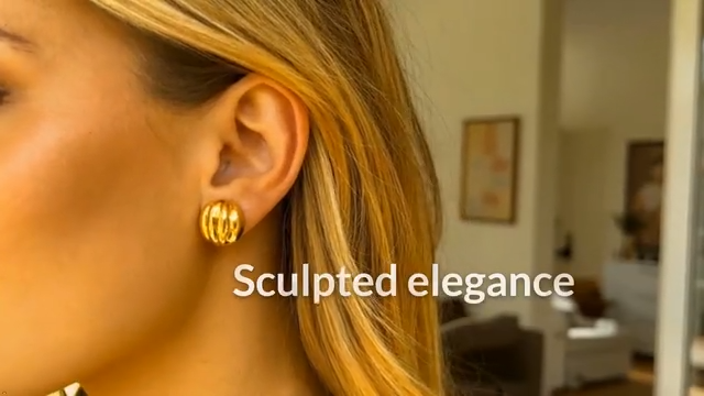 sterling silver yellow gold plated sculpted domed disc women stud earrings for wedding, engagement, anniversary, party, daily wear & christmas gift for her. sterling silver yellow gold plated sculpted domed disc women stud earrings for wedding, engagement, anniversary, party, daily wear & christmas gift for her.