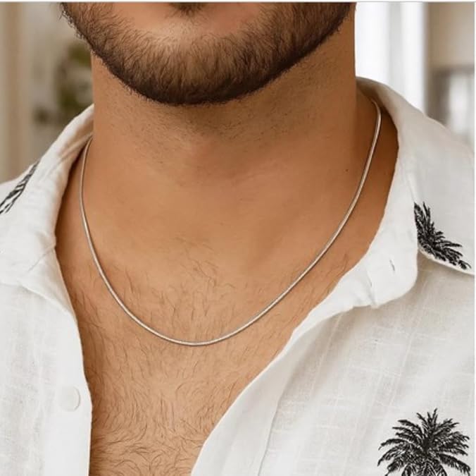 925 sterling silver rhodium plated unisex octagonal snake chain (0.90 mm) 925 sterling silver rhodium plated unisex octagonal snake chain (0.90 mm)
