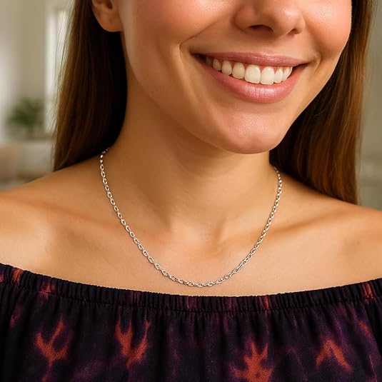 sterling silver rhodium plated round cable chain (2.10 mm) for unisex wedding, engagement, anniversary, party, daily wear & christmas gift for her. sterling silver rhodium plated round cable chain (2.10 mm) for unisex wedding, engagement, anniversary, party, daily wear & christmas gift for her.