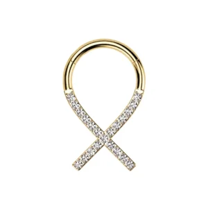 g23 titanium cz lined ribbon hinged segment clicker ring