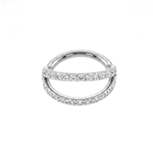 g23 titanium double row cz hinged segment clicker ring