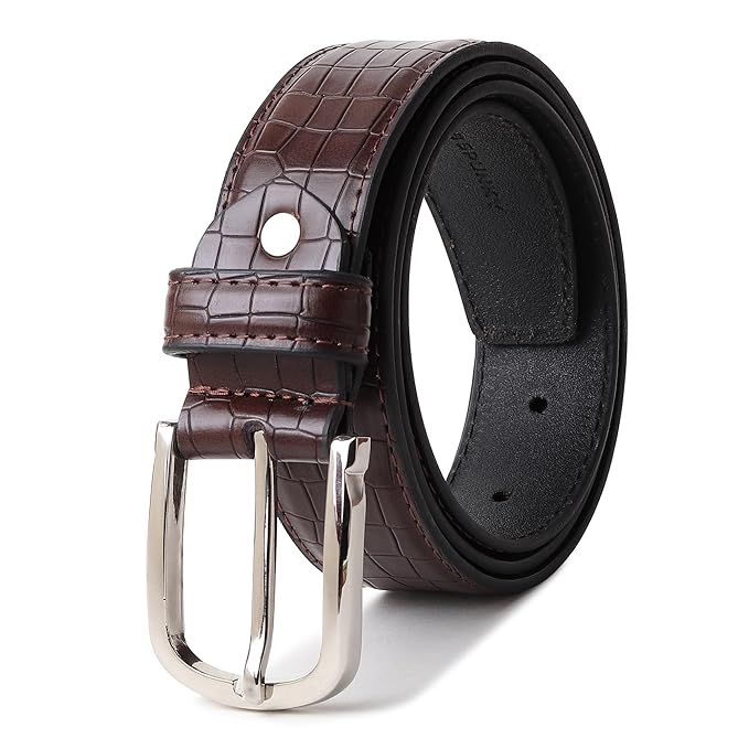 classic brown crocodile texture women’s belt with silver buckle. classic brown crocodile texture women’s belt with silver buckle.