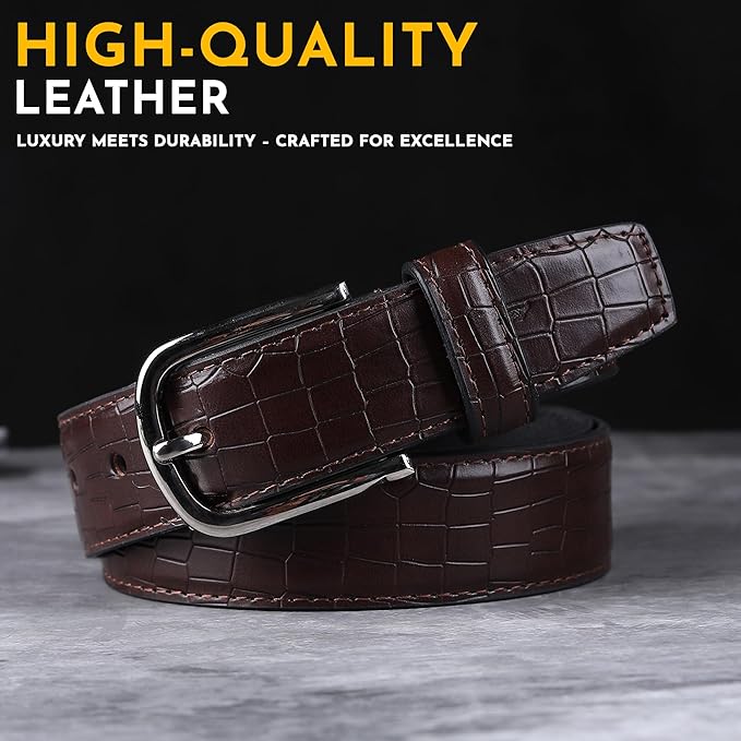 classic brown crocodile texture women’s belt with silver buckle. classic brown crocodile texture women’s belt with silver buckle.