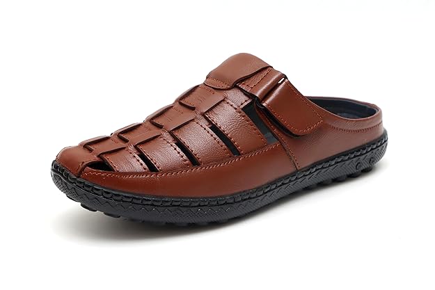 men’s brown slip on leather sandal clogs men’s brown slip on leather sandal clogs