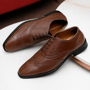 men’s tan brown brogue lace up formal leather shoes